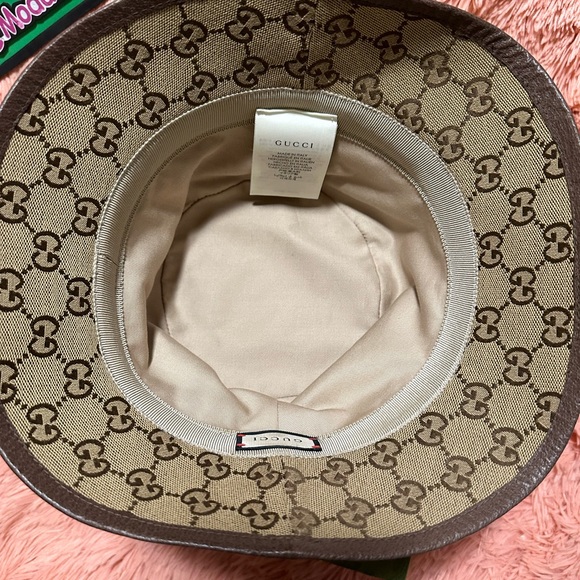 GUCCI Brown Canvas Bucket Hat with complete inclusions in size 57 or small - Picture 4 of 6
